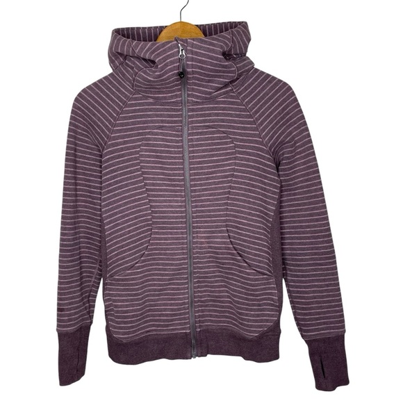 lululemon Scuba Hoodie *Classic Cotton Fleece Parallel Stripe Misty Merlot - Picture 7 of 16